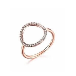 Rose Gold Open Circle Ring Karma Ring Stacking Minimalist Circle Dainty CZ Sz 8